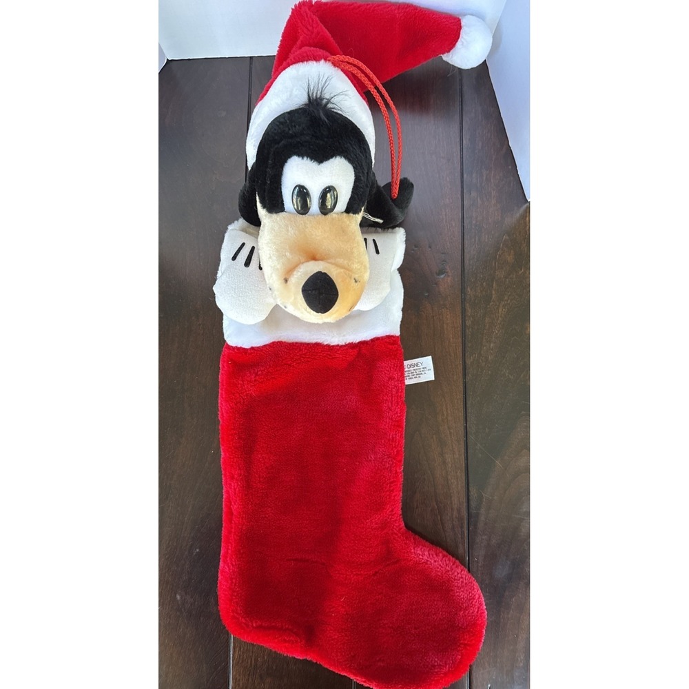 Vintage Disney Goofy Chrsitmas Stocking 3D Disneyland World Plush Santa Hat 20"